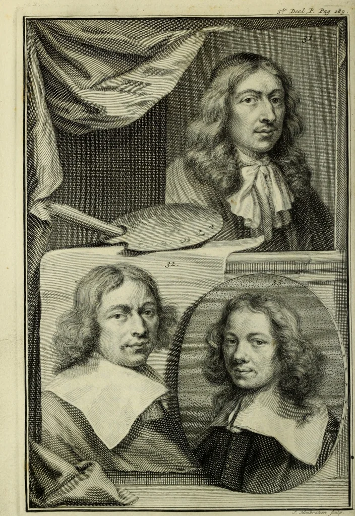 An illustration from De groote schouburgh der Nederlantsche konstschilders en schilderessen : waar van 'er veele met hunne beeltenissen ten tooneel verschynen, en hun levensgedrag en konstwerken beschreven worden : zynde een vervolg op het Schilderboek van K. v. Mander ..., 1753, leaf 205