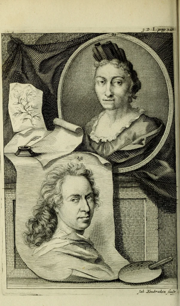 An illustration from De groote schouburgh der Nederlantsche konstschilders en schilderessen : waar van 'er veele met hunne beeltenissen ten tooneel verschynen, en hun levensgedrag en konstwerken beschreven worden : zynde een vervolg op het Schilderboek van K. v. Mander ..., 1753, leaf 245