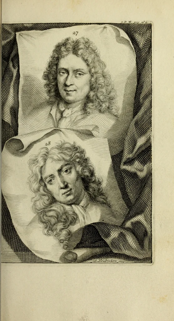 An illustration from De groote schouburgh der Nederlantsche konstschilders en schilderessen : waar van 'er veele met hunne beeltenissen ten tooneel verschynen, en hun levensgedrag en konstwerken beschreven worden : zynde een vervolg op het Schilderboek van K. v. Mander ..., 1753, leaf 308