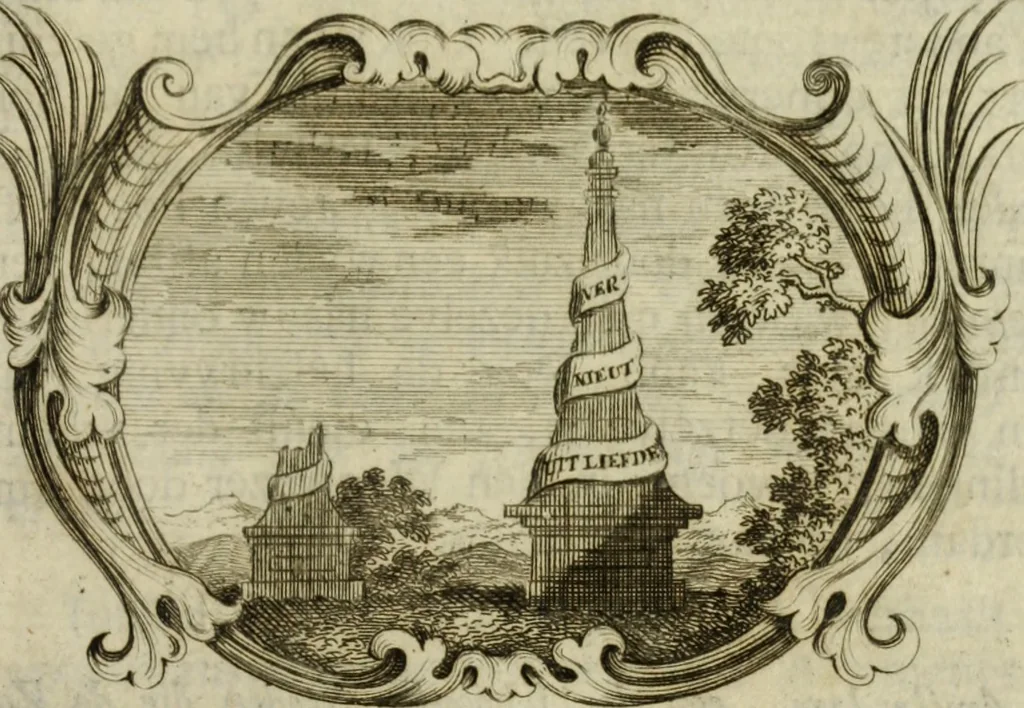 An illustration from De groote schouburgh der Nederlantsche konstschilders en schilderessen : waar van 'er veele met hunne beeltenissen ten tooneel verschynen, en hun levensgedrag en konstwerken beschreven worden : zynde een vervolg op het Schilderboek van K. v. Mander ..., 1753, leaf 362