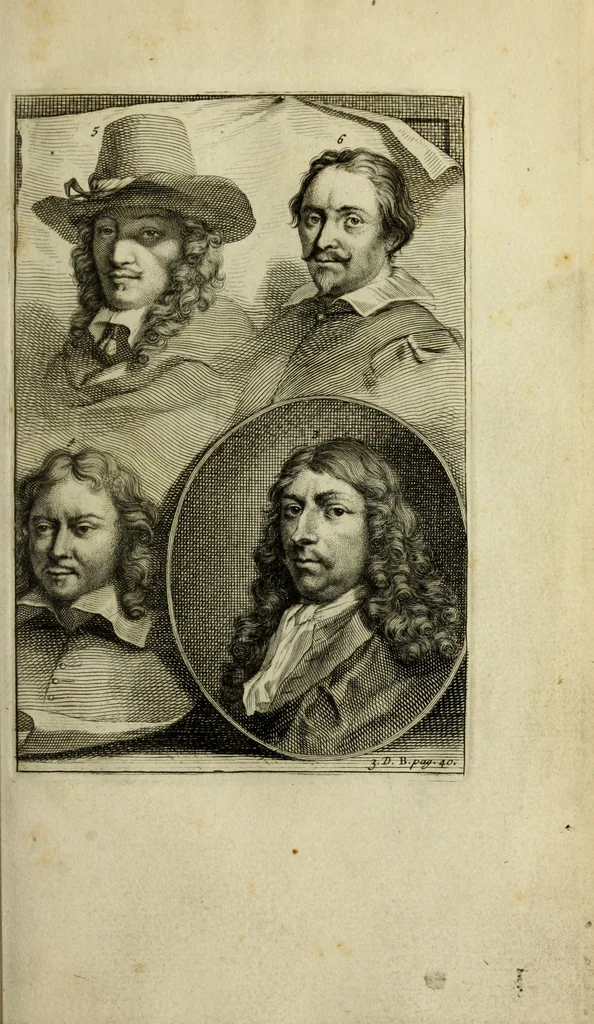 An illustration from De groote schouburgh der Nederlantsche konstschilders en schilderessen : waar van 'er veele met hunne beeltenissen ten tooneel verschynen, en hun levensgedrag en konstwerken beschreven worden : zynde een vervolg op het Schilderboek van K. v. Mander ..., 1753, leaf 48