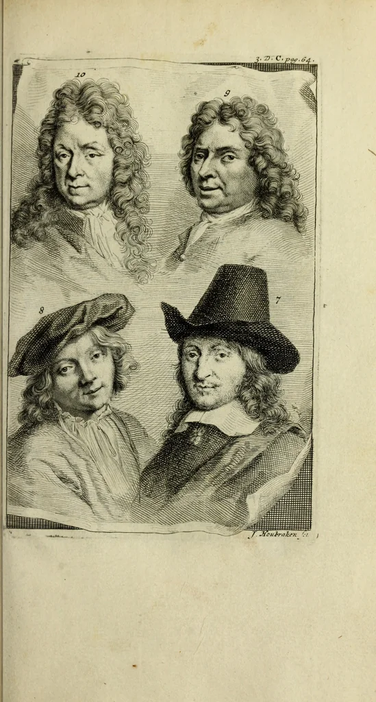 An illustration from De groote schouburgh der Nederlantsche konstschilders en schilderessen : waar van 'er veele met hunne beeltenissen ten tooneel verschynen, en hun levensgedrag en konstwerken beschreven worden : zynde een vervolg op het Schilderboek van K. v. Mander ..., 1753, leaf 74