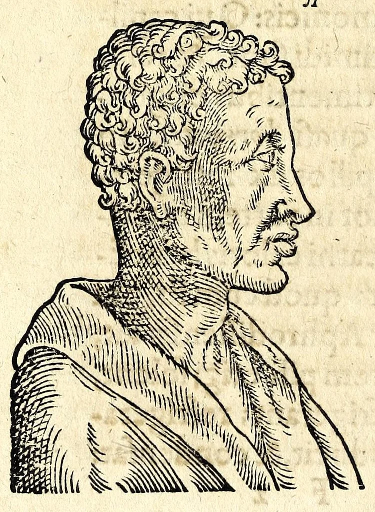 An illustration from De hvmana physiognomonia Ioannis Baptistae Portae Neapolitani libri IIII : qvi ab extimis, quae in hominum corporibus conspiciuntur signis, ita eorum naturas, mores & consilia (egregiis ad viuum expressis iconibvs) demonstrant, vt intimos animi recessus penetrare videantur ... : nunc ab innumeris mendis, quibus passim neapolitana scatebat editio, emendati, primumq[ue] in Germania in lucem editi : cum duplici rerum & verborum indice longe locupletissimo, 1593, leaf 102
