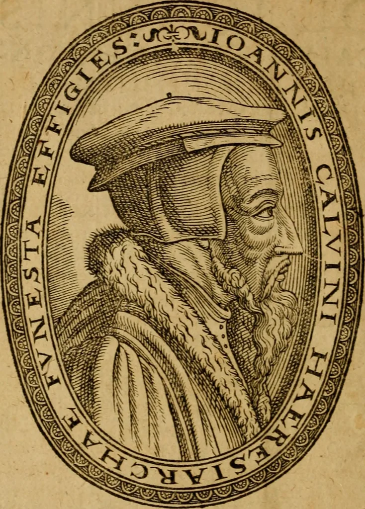 An illustration from De Ioannis Calvini, magni quondam Geneuensium ministri, vita, moribus, rebus gestis, studijs, ac denique morte historia., 1580, leaf 5