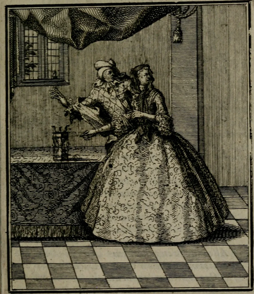 An illustration from De kapelle der dooden, of de algemeene dooden-spiegel. In welken alle menschen, van wat staat of rang zy zyn mogen, zich tot hun nut konnen beschouwen; om indagtig te zyn het memento mori, of gedenkt to sterven .., 1741, leaf 148