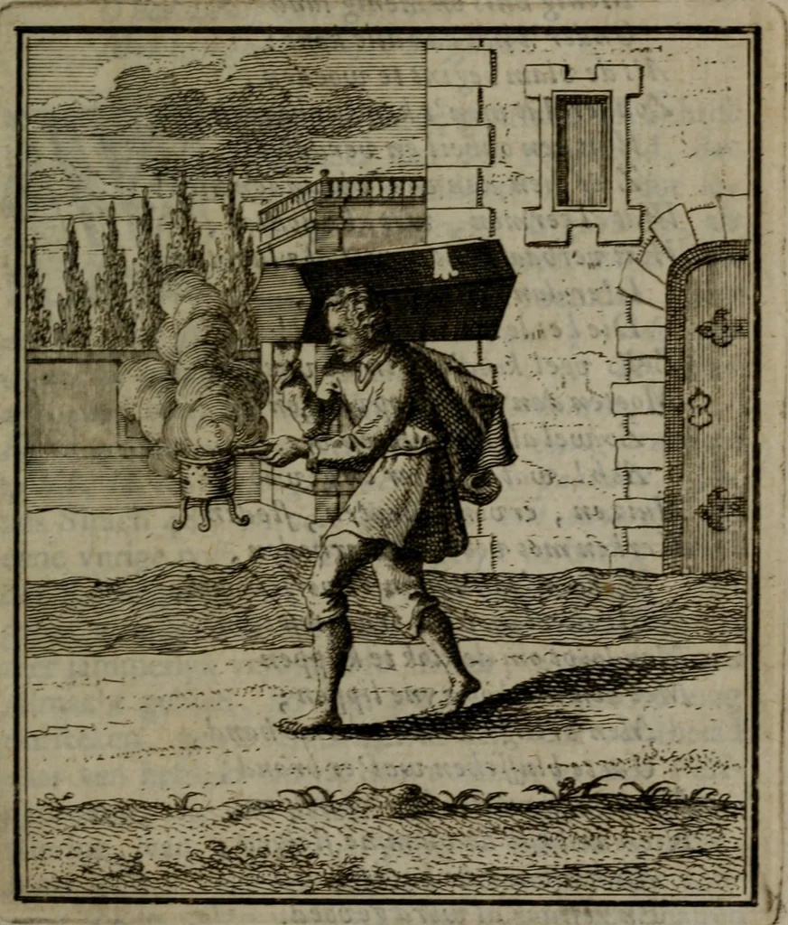 An illustration from De kapelle der dooden, of de algemeene dooden-spiegel. In welken alle menschen, van wat staat of rang zy zyn mogen, zich tot hun nut konnen beschouwen; om indagtig te zyn het memento mori, of gedenkt to sterven .., 1741, leaf 172