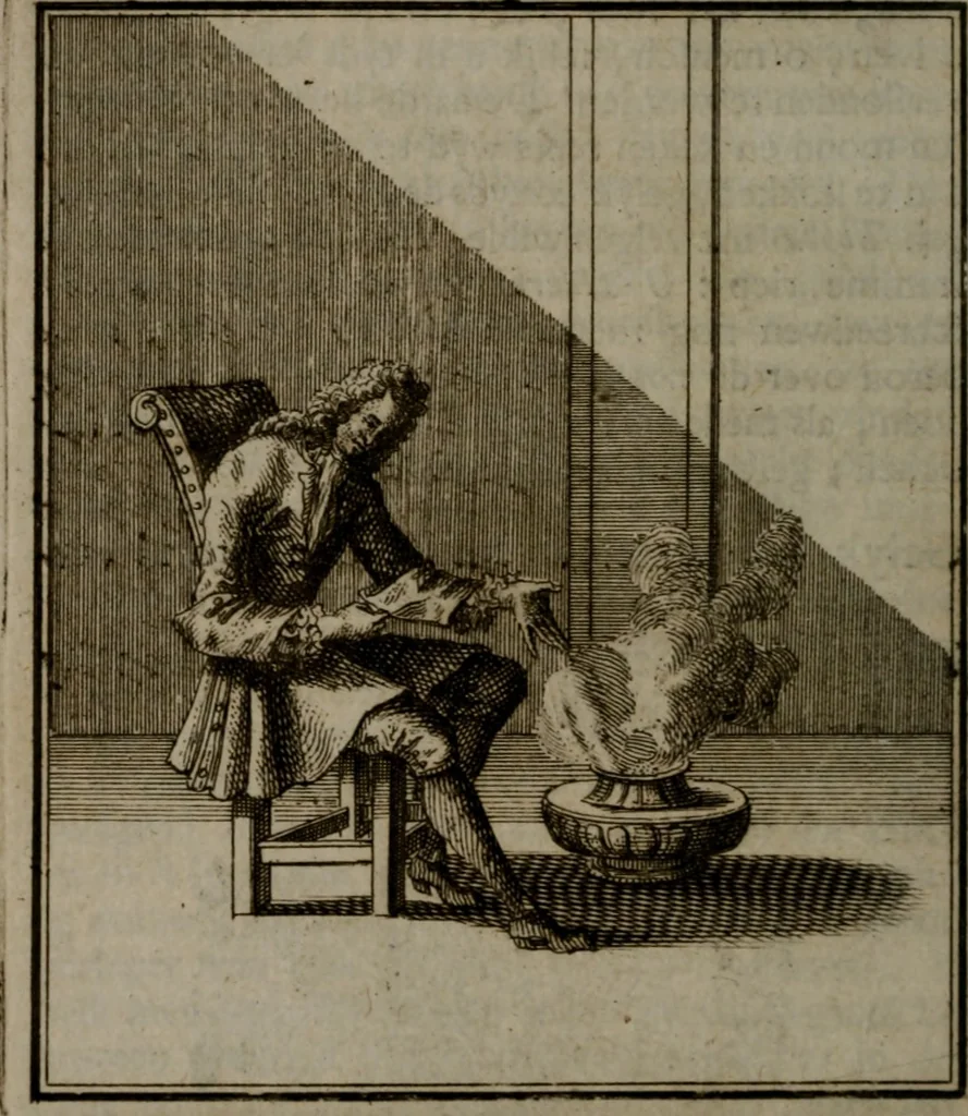 An illustration from De kapelle der dooden, of de algemeene dooden-spiegel. In welken alle menschen, van wat staat of rang zy zyn mogen, zich tot hun nut konnen beschouwen; om indagtig te zyn het memento mori, of gedenkt to sterven .., 1741, leaf 203