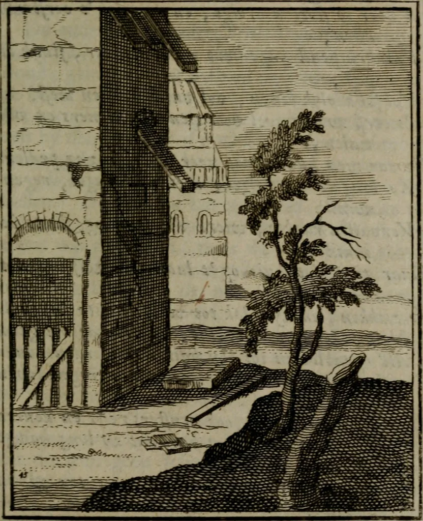 An illustration from De kapelle der dooden, of de algemeene dooden-spiegel. In welken alle menschen, van wat staat of rang zy zyn mogen, zich tot hun nut konnen beschouwen; om indagtig te zyn het memento mori, of gedenkt to sterven .., 1741, leaf 236