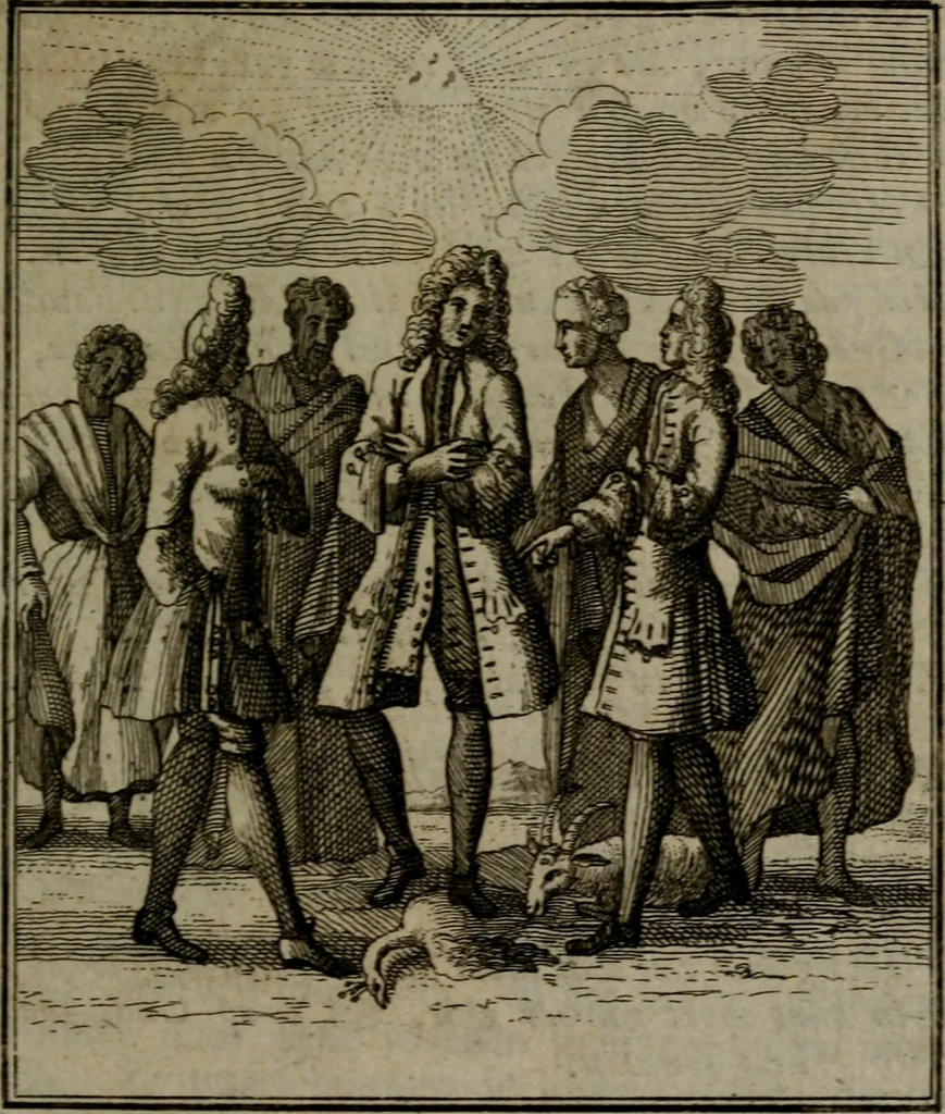 An illustration from De kapelle der dooden, of de algemeene dooden-spiegel. In welken alle menschen, van wat staat of rang zy zyn mogen, zich tot hun nut konnen beschouwen; om indagtig te zyn het memento mori, of gedenkt to sterven .., 1741, leaf 312