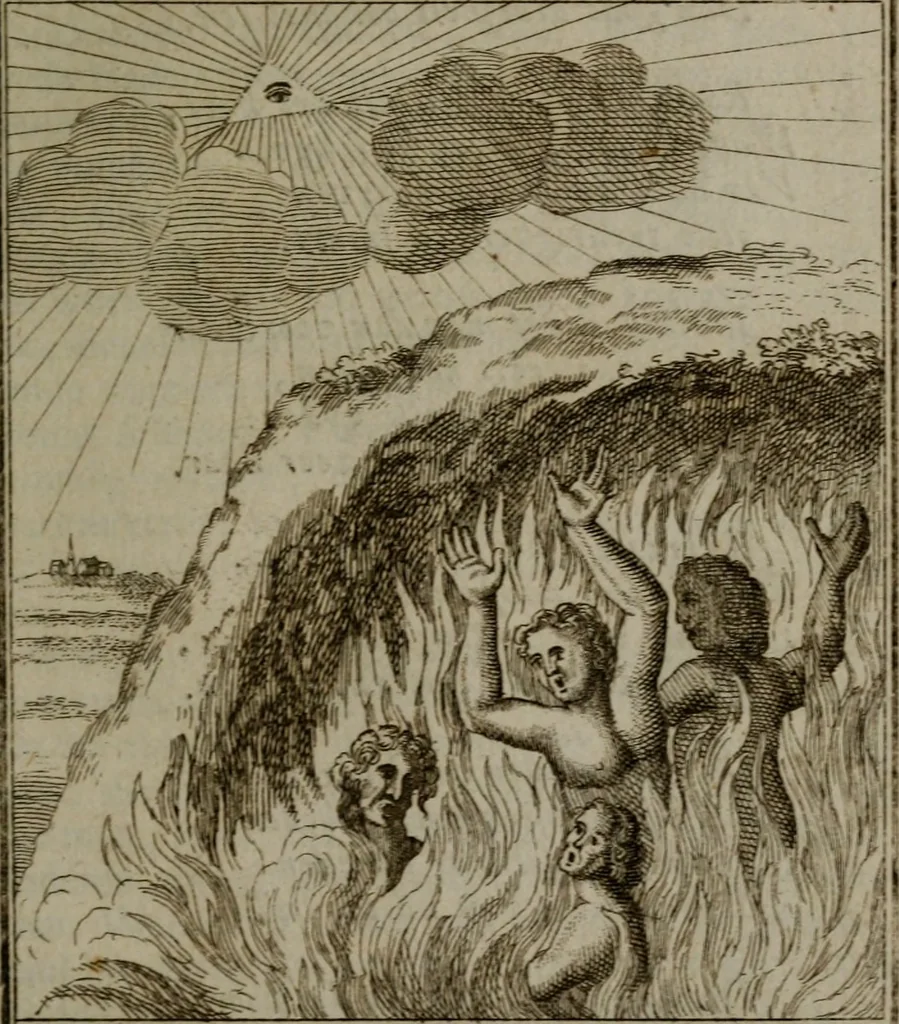 An illustration from De kapelle der dooden, of de algemeene dooden-spiegel. In welken alle menschen, van wat staat of rang zy zyn mogen, zich tot hun nut konnen beschouwen; om indagtig te zyn het memento mori, of gedenkt to sterven .., 1741, leaf 316