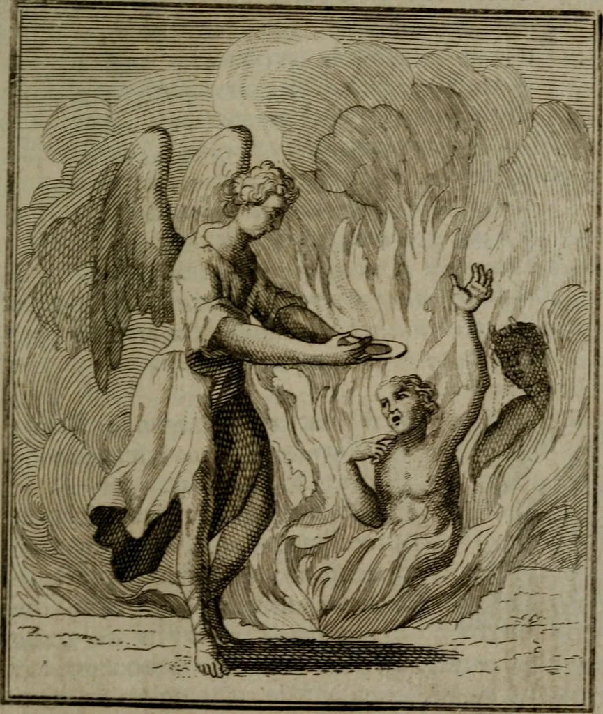 An illustration from De kapelle der dooden, of de algemeene dooden-spiegel. In welken alle menschen, van wat staat of rang zy zyn mogen, zich tot hun nut konnen beschouwen; om indagtig te zyn het memento mori, of gedenkt to sterven .., 1741, leaf 328