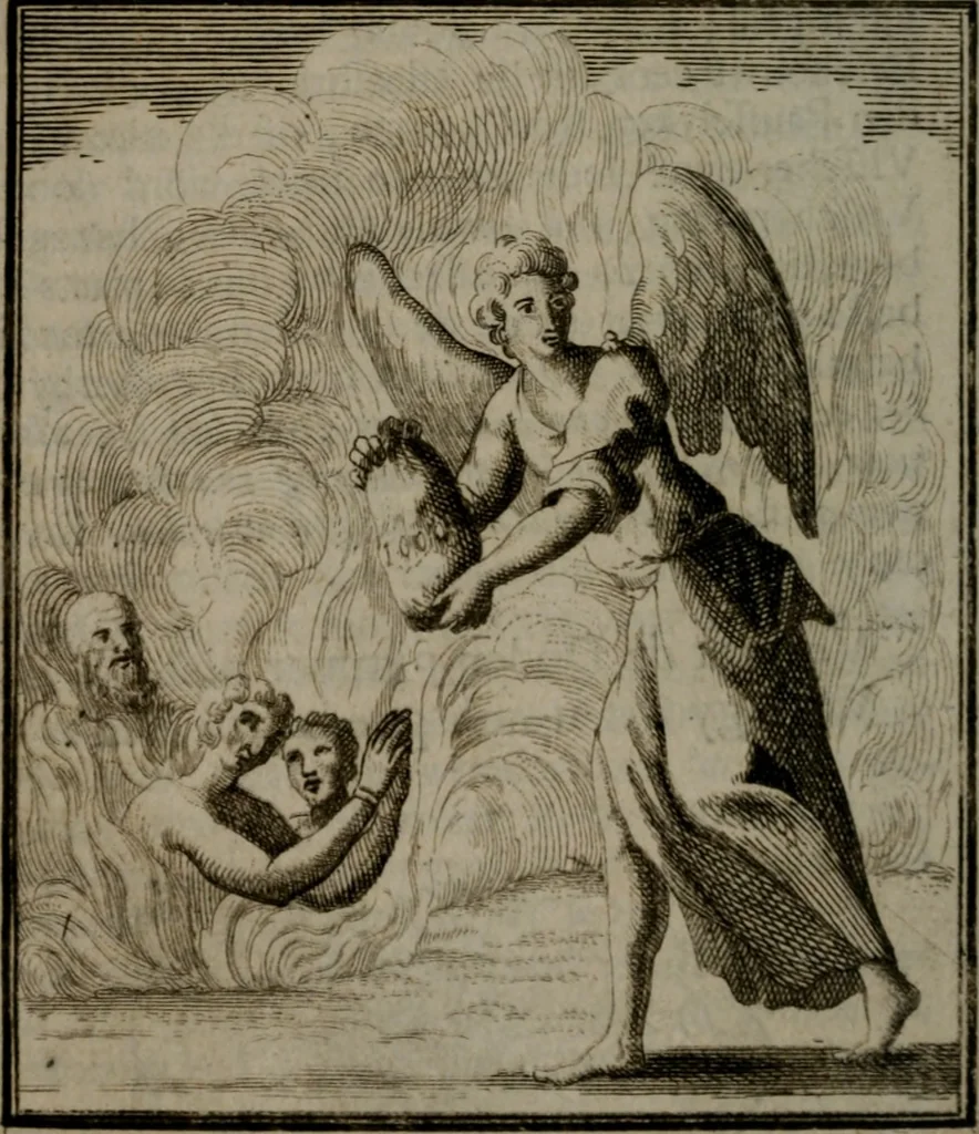 An illustration from De kapelle der dooden, of de algemeene dooden-spiegel. In welken alle menschen, van wat staat of rang zy zyn mogen, zich tot hun nut konnen beschouwen; om indagtig te zyn het memento mori, of gedenkt to sterven .., 1741, leaf 341
