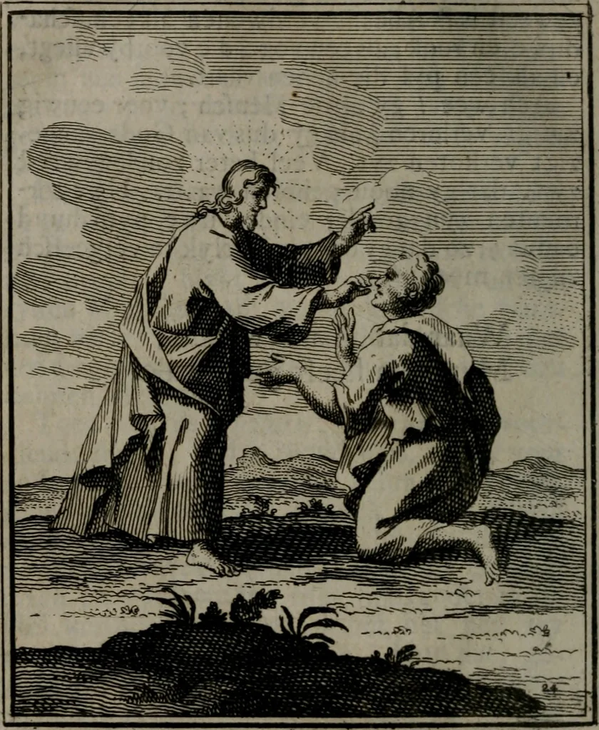 An illustration from De kapelle der dooden, of, De algemeene doodenspiegel : in welken all menschen, van wat staat of rang zy zyn mogen, zich tot hun nut konnen beschouwen : om indagtig ti zyn het memento mori, gedenkt te sterven ..., 1737, leaf 121