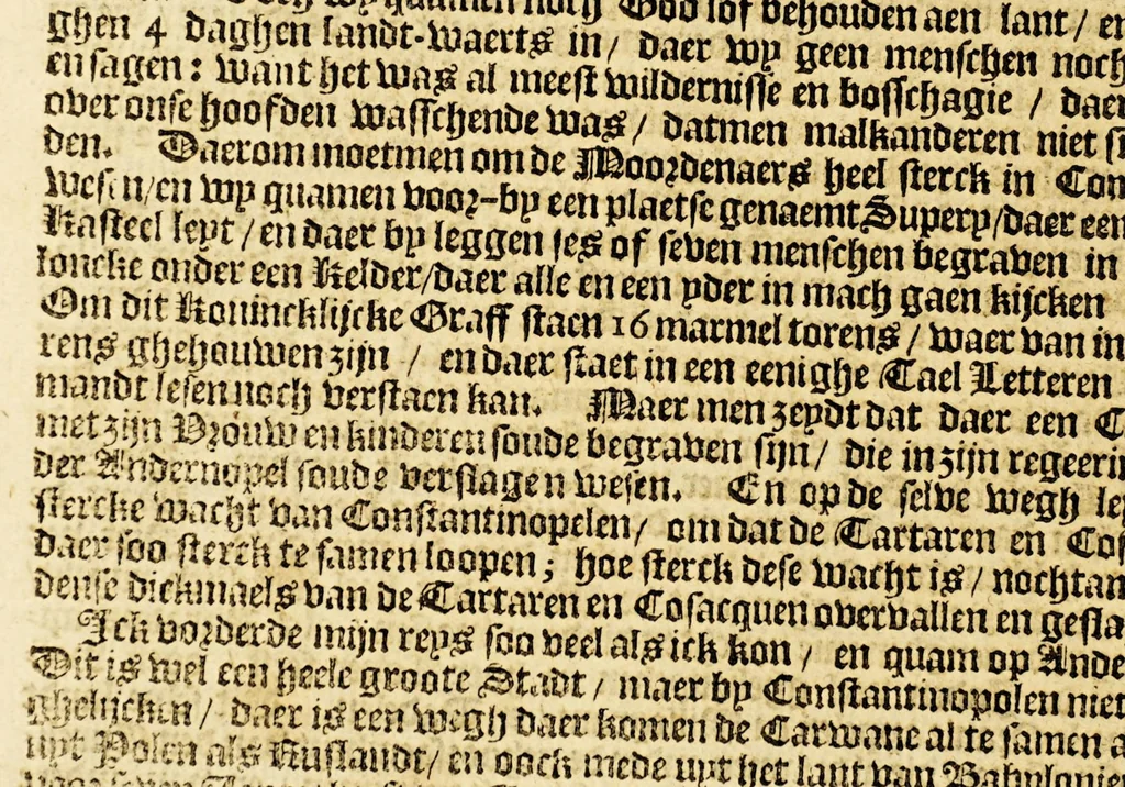 An illustration from De kleyne wonderlijcke werelt, : bestaende in dese keyserrijken, coningrijken en landen, als Turckyen, Hungaryen, Poolen, Ruslant, Bohemen, Oostenrijck, Duytschlant, Hispanien, Vranckrijck, Italien, Engelandt, het Landt van Beloften, het Nieuwe Ierusalem en Bresilien., 1649, leaf 52