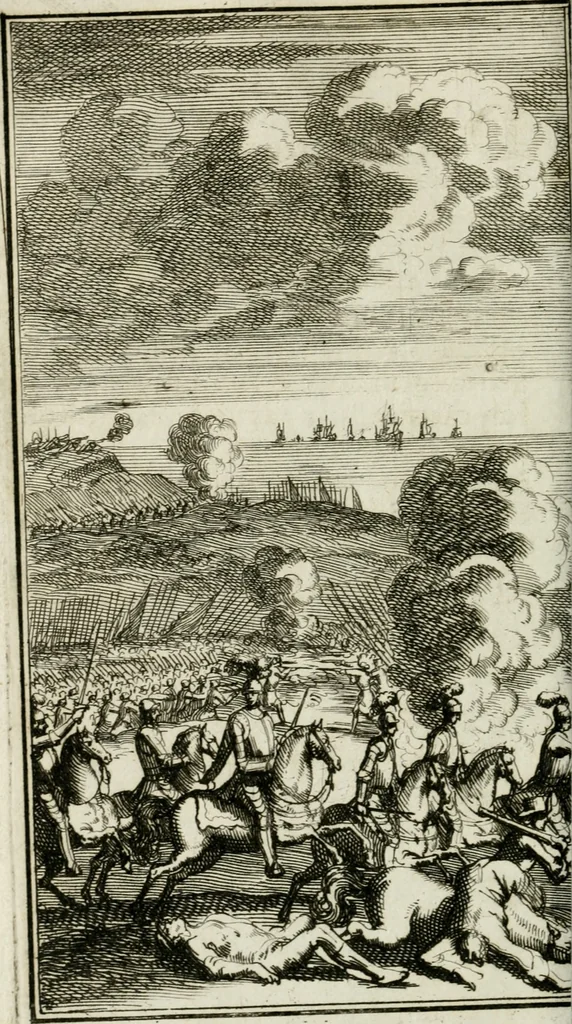 An illustration from De konincklycke triumphe : vertoonende alle de eerpoorten, met desselfs besondere sinne-beelden, en hare beschryvinge, ten getale van in de 60, opgerecht in s' Gravenhage 1691 ter eere van Willem de III koningh van Groot Brittanjen, 1691, leaf 121