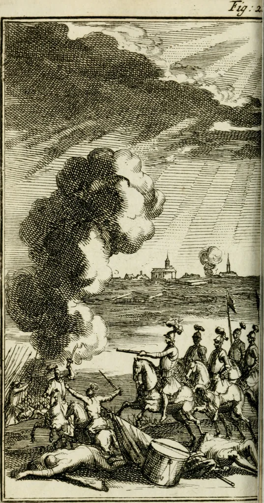 An illustration from De konincklycke triumphe : vertoonende alle de eerpoorten, met desselfs besondere sinne-beelden, en hare beschryvinge, ten getale van in de 60, opgerecht in s' Gravenhage 1691 ter eere van Willem de III koningh van Groot Brittanjen, 1691, leaf 127