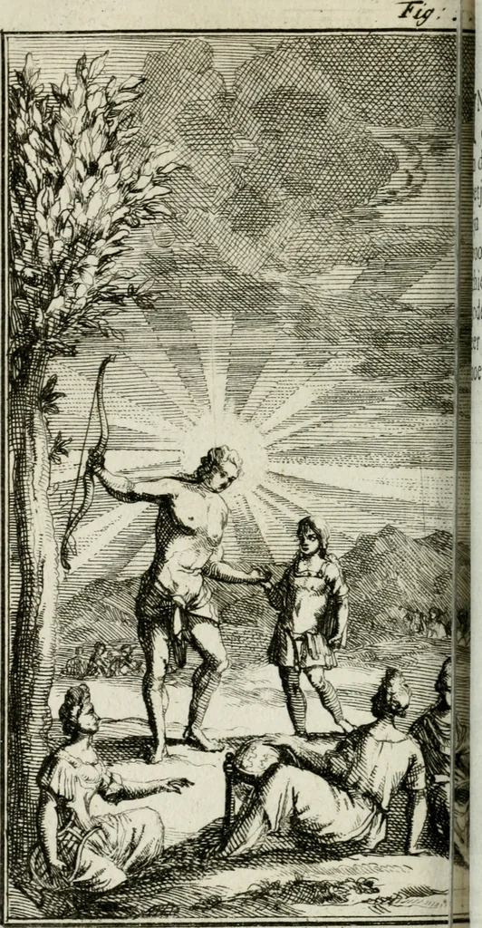 An illustration from De konincklycke triumphe : vertoonende alle de eerpoorten, met desselfs besondere sinne-beelden, en hare beschryvinge, ten getale van in de 60, opgerecht in s' Gravenhage 1691 ter eere van Willem de III koningh van Groot Brittanjen, 1691, leaf 145