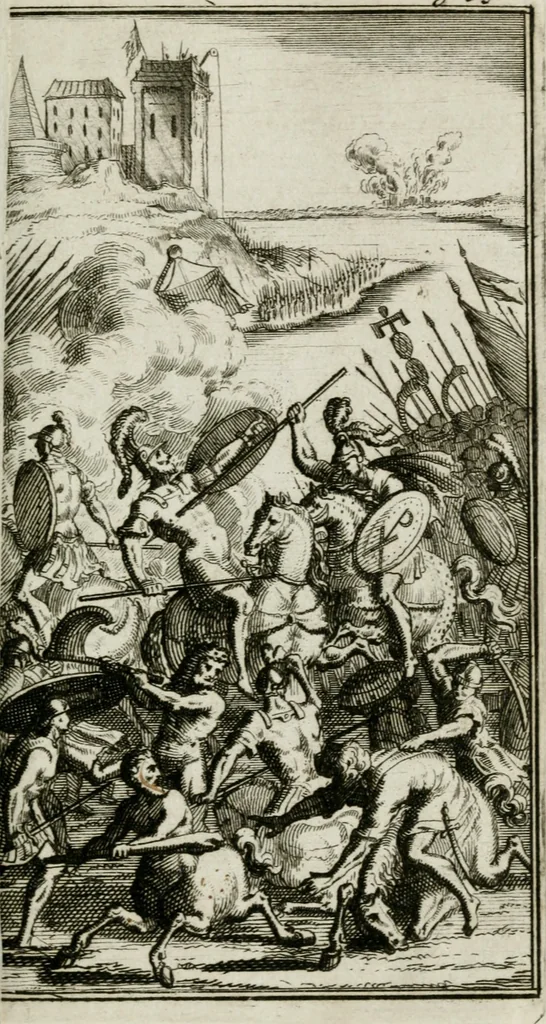 An illustration from De konincklycke triumphe : vertoonende alle de eerpoorten, met desselfs besondere sinne-beelden, en hare beschryvinge, ten getale van in de 60, opgerecht in s' Gravenhage 1691 ter eere van Willem de III koningh van Groot Brittanjen, 1691, leaf 166