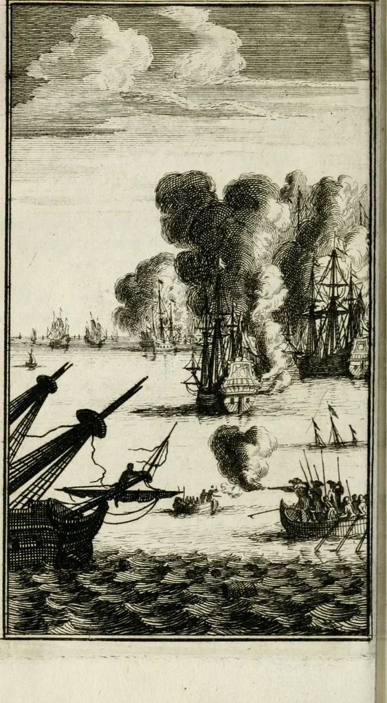 An illustration from De konincklycke triumphe : vertoonende alle de eerpoorten, met desselfs besondere sinne-beelden, en hare beschryvinge, ten getale van in de 60, opgerecht in s' Gravenhage 1691 ter eere van Willem de III koningh van Groot Brittanjen, 1691, leaf 175