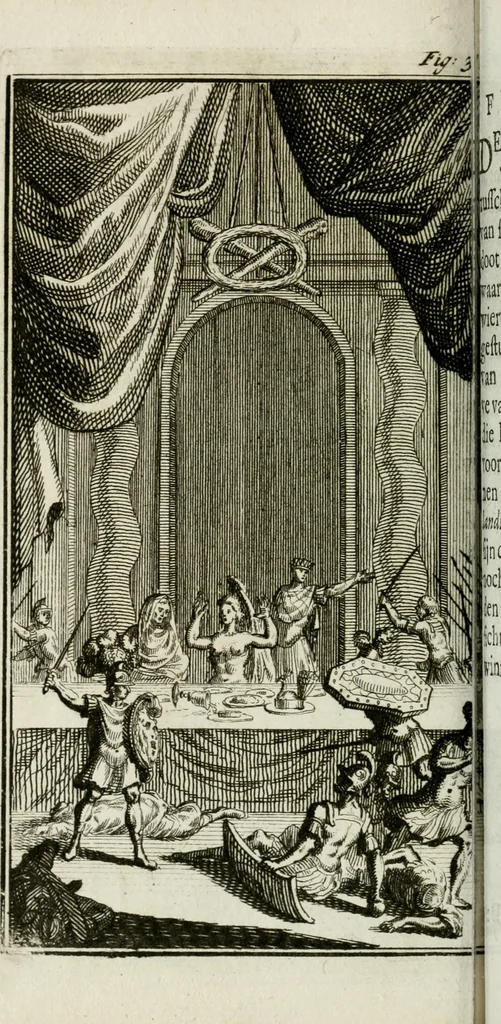 An illustration from De konincklycke triumphe : vertoonende alle de eerpoorten, met desselfs besondere sinne-beelden, en hare beschryvinge, ten getale van in de 60, opgerecht in s' Gravenhage 1691 ter eere van Willem de III koningh van Groot Brittanjen, 1691, leaf 181