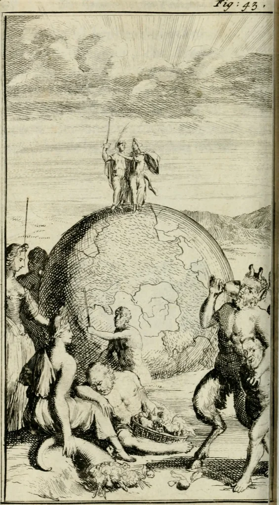 An illustration from De konincklycke triumphe : vertoonende alle de eerpoorten, met desselfs besondere sinne-beelden, en hare beschryvinge, ten getale van in de 60, opgerecht in s' Gravenhage 1691 ter eere van Willem de III koningh van Groot Brittanjen, 1691, leaf 197