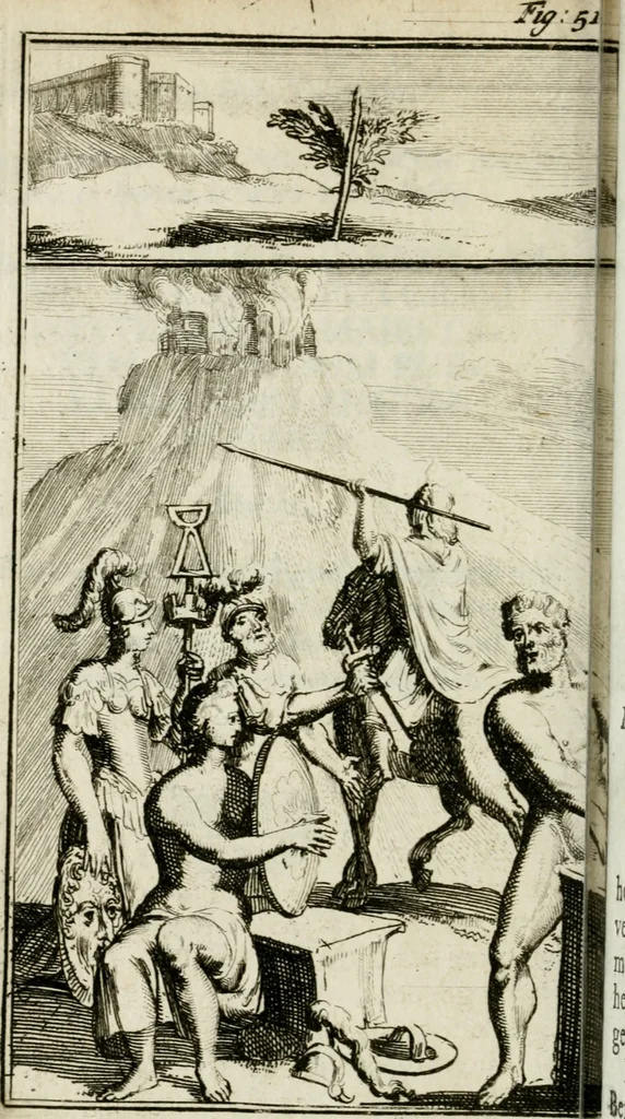 An illustration from De konincklycke triumphe : vertoonende alle de eerpoorten, met desselfs besondere sinne-beelden, en hare beschryvinge, ten getale van in de 60, opgerecht in s' Gravenhage 1691 ter eere van Willem de III koningh van Groot Brittanjen, 1691, leaf 233