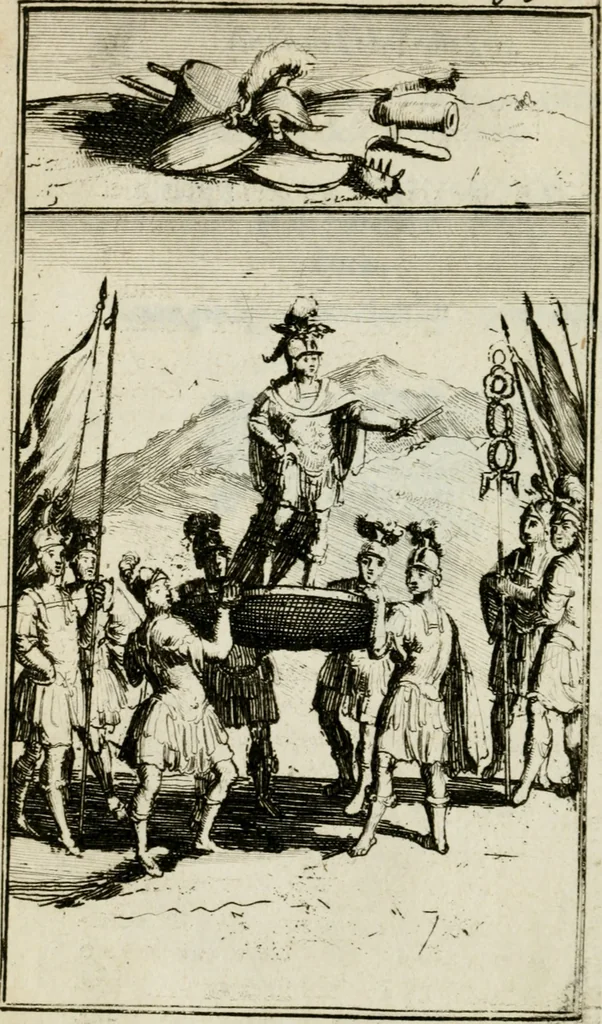 An illustration from De konincklycke triumphe : vertoonende alle de eerpoorten, met desselfs besondere sinne-beelden, en hare beschryvinge, ten getale van in de 60, opgerecht in s' Gravenhage 1691 ter eere van Willem de III koningh van Groot Brittanjen, 1691, leaf 237