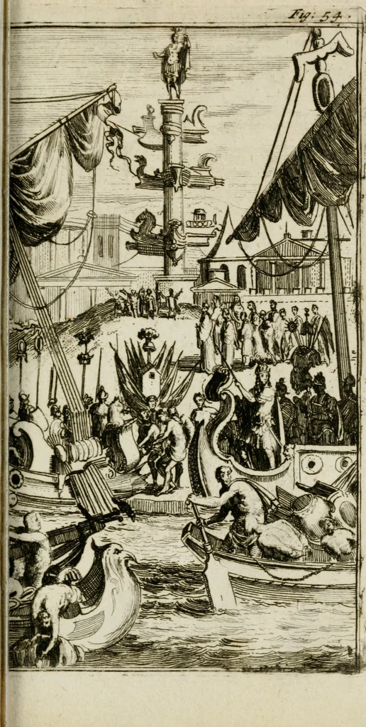 An illustration from De konincklycke triumphe : vertoonende alle de eerpoorten, met desselfs besondere sinne-beelden, en hare beschryvinge, ten getale van in de 60, opgerecht in s' Gravenhage 1691 ter eere van Willem de III koningh van Groot Brittanjen, 1691, leaf 244