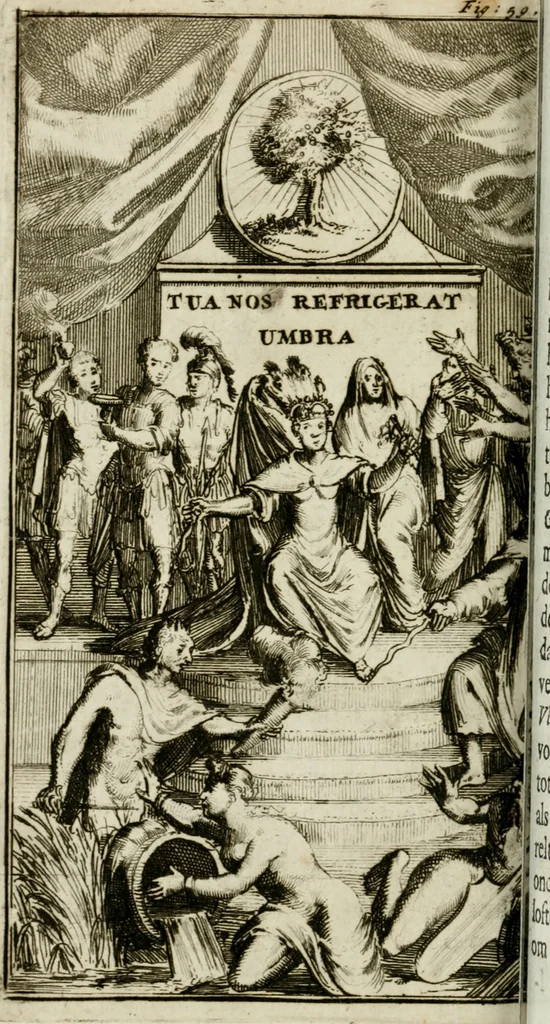 An illustration from De konincklycke triumphe : vertoonende alle de eerpoorten, met desselfs besondere sinne-beelden, en hare beschryvinge, ten getale van in de 60, opgerecht in s' Gravenhage 1691 ter eere van Willem de III koningh van Groot Brittanjen, 1691, leaf 259