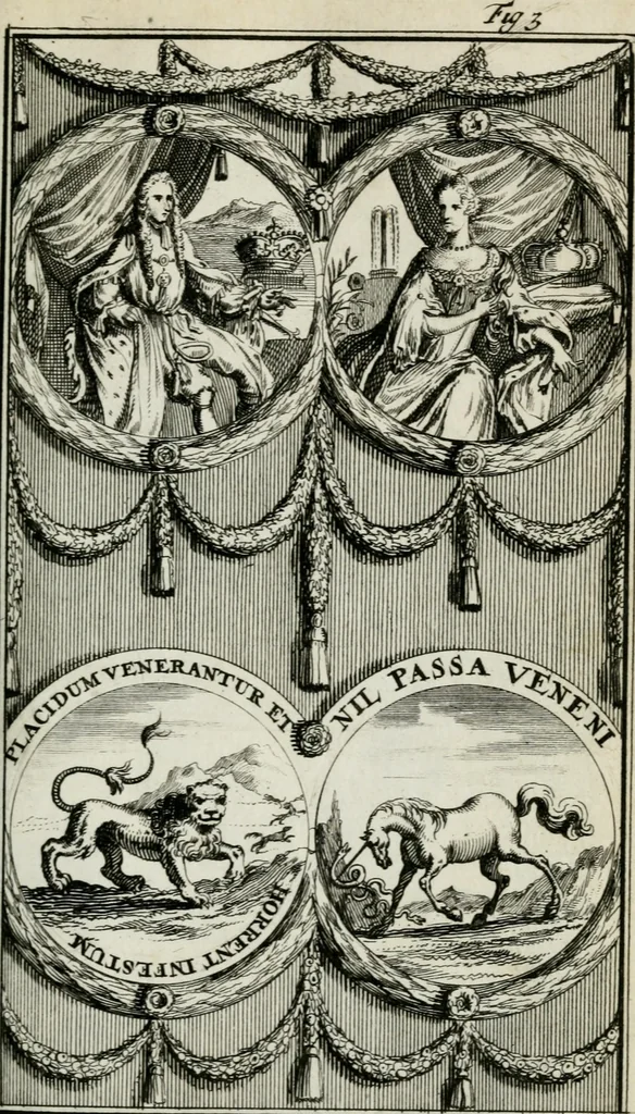 An illustration from De konincklycke triumphe : vertoonende alle de eerpoorten, met desselfs besondere sinne-beelden, en hare beschryvinge, ten getale van in de 60, opgerecht in s' Gravenhage 1691 ter eere van Willem de III koningh van Groot Brittanjen, 1691, leaf 70