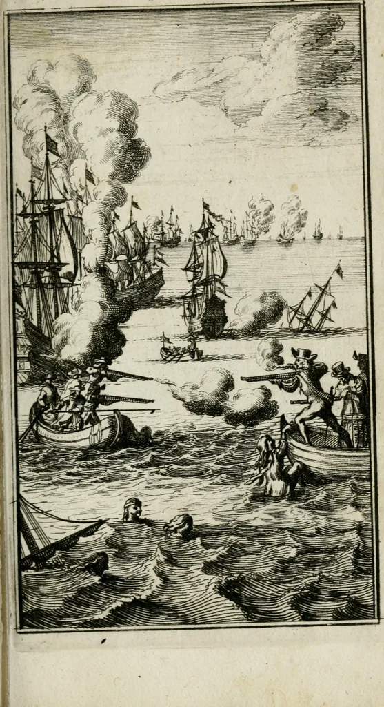 An illustration from De konincklycke triumphe : vertoonende alle de eerpoorten, met desselfs besondere sinne-beelden, en hare beschryvinge, ten getale van in de 60, opgerecht in s' Gravenhage 1691 ter eere van Willem de III koningh van Groot Brittanjen, 1691, leaf 82