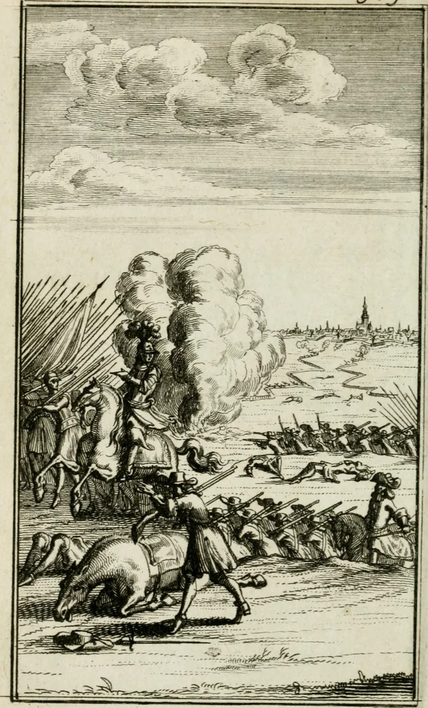 An illustration from De konincklycke triumphe : vertoonende alle de eerpoorten, met desselfs besondere sinne-beelden, en hare beschryvinge, ten getale van in de 60, opgerecht in s' Gravenhage 1691 ter eere van Willem de III koningh van Groot Brittanjen, 1691, leaf 85