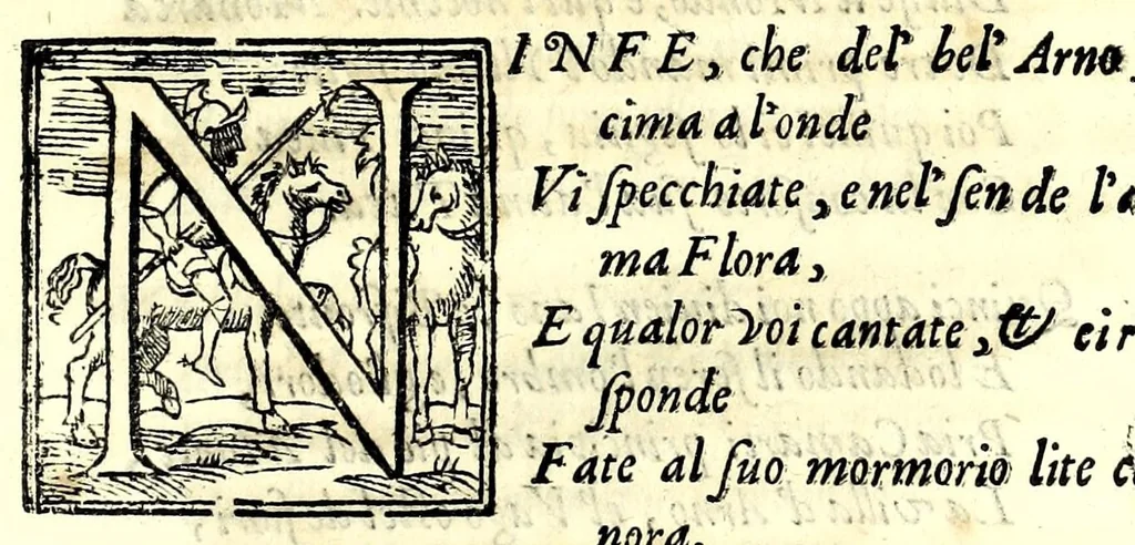 An illustration from De la glorie d'Evropa : al sereniss. Don. Cosimo Medici, principe di Toscana : parte prima [-seconda], scritte e dedicate ne le reali nozze sue, e de la serenissima sua sposa l'arciduchessa Maria Maddalena d'Avstria, principessa di Toscana, 1608, leaf 11