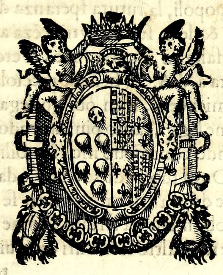 An illustration from De la glorie d'Evropa : al sereniss. Don. Cosimo Medici, principe di Toscana : parte prima [-seconda], scritte e dedicate ne le reali nozze sue, e de la serenissima sua sposa l'arciduchessa Maria Maddalena d'Avstria, principessa di Toscana, 1608, leaf 3