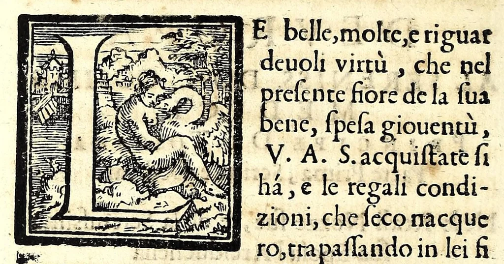 An illustration from De la glorie d'Evropa : al sereniss. Don. Cosimo Medici, principe di Toscana : parte prima [-seconda], scritte e dedicate ne le reali nozze sue, e de la serenissima sua sposa l'arciduchessa Maria Maddalena d'Avstria, principessa di Toscana, 1608, leaf 4