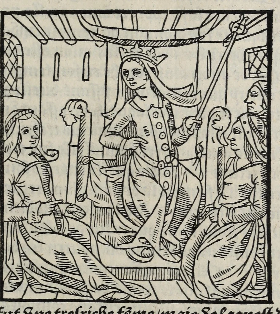 An illustration from De la louenge et vertu des nobles et cleres dames : de Jehan bocasse ; [traslate & iprime nouellemet a paris], leaf 181