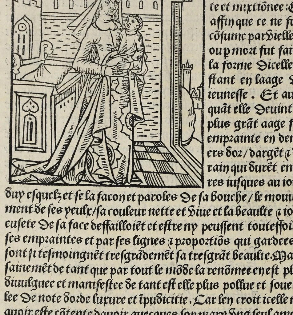 An illustration from De la louenge et vertu des nobles et cleres dames : de Jehan bocasse ; [traslate & iprime nouellemet a paris], leaf 260