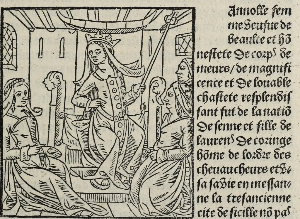 An illustration from De la louenge et vertu des nobles et cleres dames : de Jehan bocasse ; [traslate & iprime nouellemet a paris], leaf 283