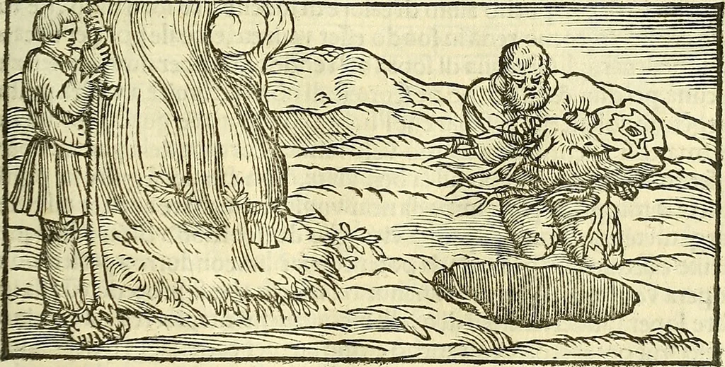 An illustration from De la pirotechnia : Libri X. doue ampiamente si tratta non solo di ogni sorte & diuersita di miniere, ma anchora quanto si ricerca intorno à la prattica di quelle cose di quel che si appartiene à l'arte de la fusione ouer gitto de metalli come d'ogni altra cosa simile à questa, 1540, leaf 144