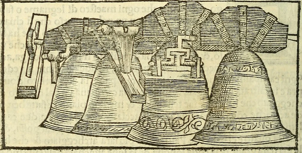 An illustration from De la pirotechnia : Libri X. doue ampiamente si tratta non solo di ogni sorte & diuersita di miniere, ma anchora quanto si ricerca intorno à la prattica di quelle cose di quel che si appartiene à l'arte de la fusione ouer gitto de metalli come d'ogni altra cosa simile à questa, 1540, leaf 217