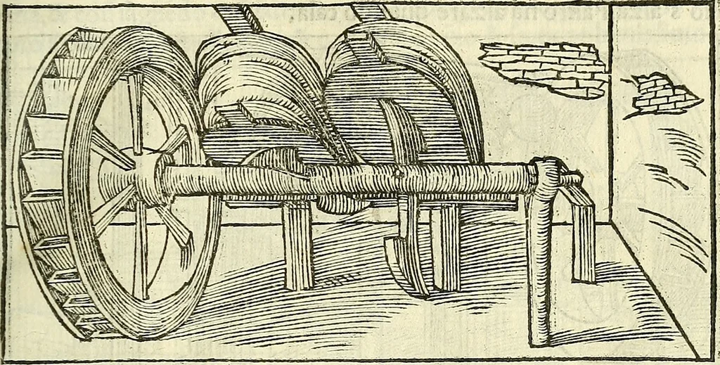 An illustration from De la pirotechnia : Libri X. doue ampiamente si tratta non solo di ogni sorte & diuersita di miniere, ma anchora quanto si ricerca intorno à la prattica di quelle cose di quel che si appartiene à l'arte de la fusione ouer gitto de metalli come d'ogni altra cosa simile à questa, 1540, leaf 238