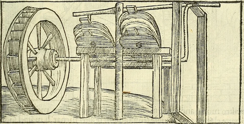An illustration from De la pirotechnia : Libri X. doue ampiamente si tratta non solo di ogni sorte & diuersita di miniere, ma anchora quanto si ricerca intorno à la prattica di quelle cose di quel che si appartiene à l'arte de la fusione ouer gitto de metalli come d'ogni altra cosa simile à questa, 1540, leaf 238