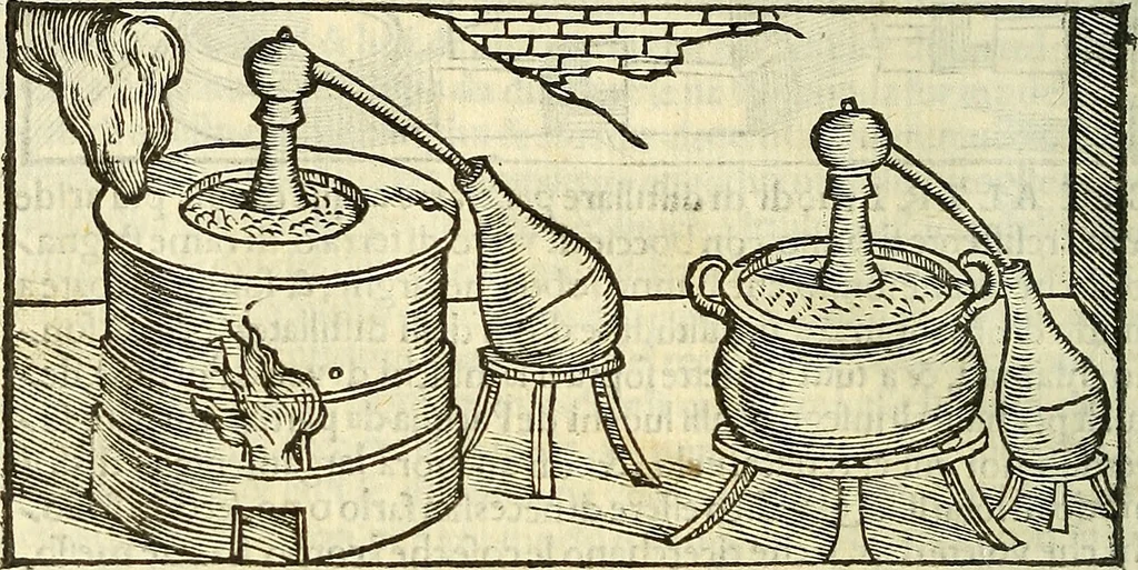 An illustration from De la pirotechnia : Libri X. doue ampiamente si tratta non solo di ogni sorte & diuersita di miniere, ma anchora quanto si ricerca intorno à la prattica di quelle cose di quel che si appartiene à l'arte de la fusione ouer gitto de metalli come d'ogni altra cosa simile à questa, 1540, leaf 271
