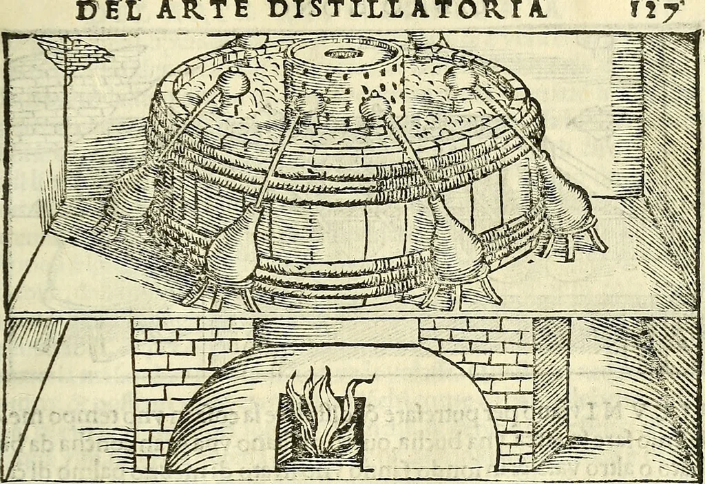 An illustration from De la pirotechnia : Libri X. doue ampiamente si tratta non solo di ogni sorte & diuersita di miniere, ma anchora quanto si ricerca intorno à la prattica di quelle cose di quel che si appartiene à l'arte de la fusione ouer gitto de metalli come d'ogni altra cosa simile à questa, 1540, leaf 272
