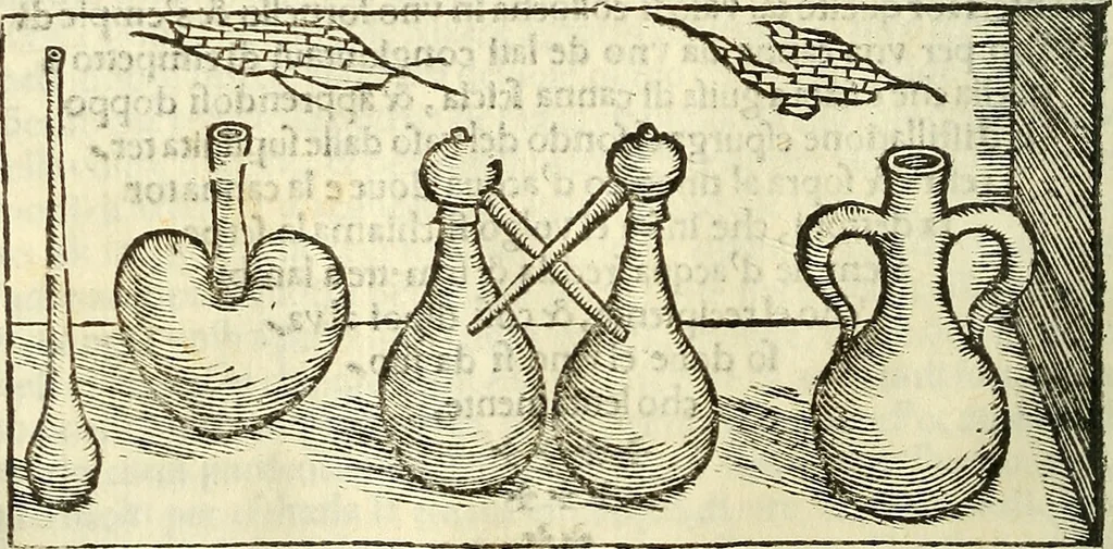 An illustration from De la pirotechnia : Libri X. doue ampiamente si tratta non solo di ogni sorte & diuersita di miniere, ma anchora quanto si ricerca intorno à la prattica di quelle cose di quel che si appartiene à l'arte de la fusione ouer gitto de metalli come d'ogni altra cosa simile à questa, 1540, leaf 275
