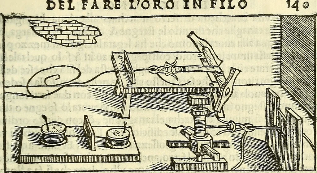An illustration from De la pirotechnia : Libri X. doue ampiamente si tratta non solo di ogni sorte & diuersita di miniere, ma anchora quanto si ricerca intorno à la prattica di quelle cose di quel che si appartiene à l'arte de la fusione ouer gitto de metalli come d'ogni altra cosa simile à questa, 1540, leaf 298