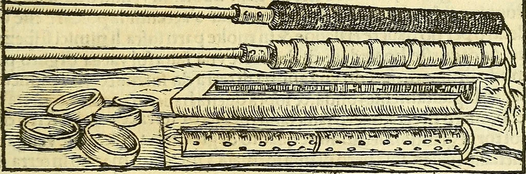 An illustration from De la pirotechnia : Libri X. doue ampiamente si tratta non solo di ogni sorte & diuersita di miniere, ma anchora quanto si ricerca intorno à la prattica di quelle cose di quel che si appartiene à l'arte de la fusione ouer gitto de metalli come d'ogni altra cosa simile à questa, 1540, leaf 338