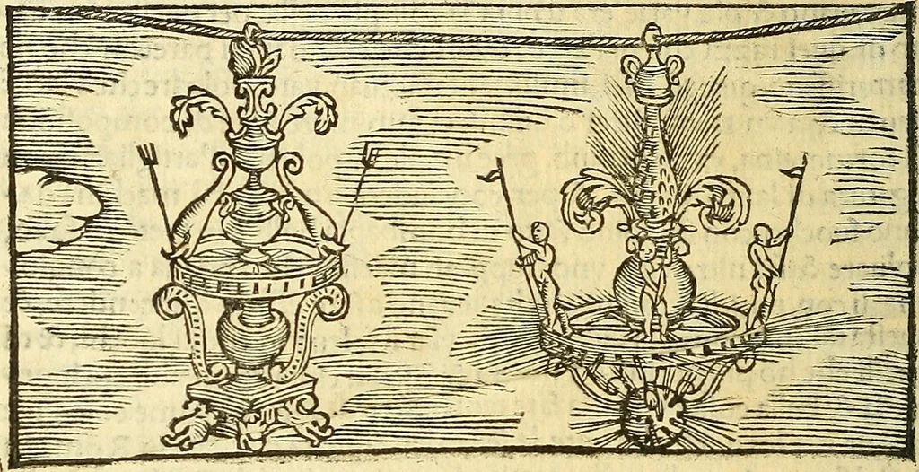 An illustration from De la pirotechnia : Libri X. doue ampiamente si tratta non solo di ogni sorte & diuersita di miniere, ma anchora quanto si ricerca intorno à la prattica di quelle cose di quel che si appartiene à l'arte de la fusione ouer gitto de metalli come d'ogni altra cosa simile à questa, 1540, leaf 351
