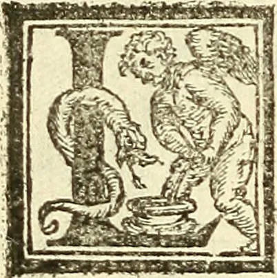 An illustration from De la pirotechnia : Libri X. doue ampiamente si tratta non solo di ogni sorte & diuersita di miniere, ma anchora quanto si ricerca intorno à la prattica di quelle cose di quel che si appartiene à l'arte de la fusione ouer gitto de metalli come d'ogni altra cosa simile à questa, 1540, leaf 73