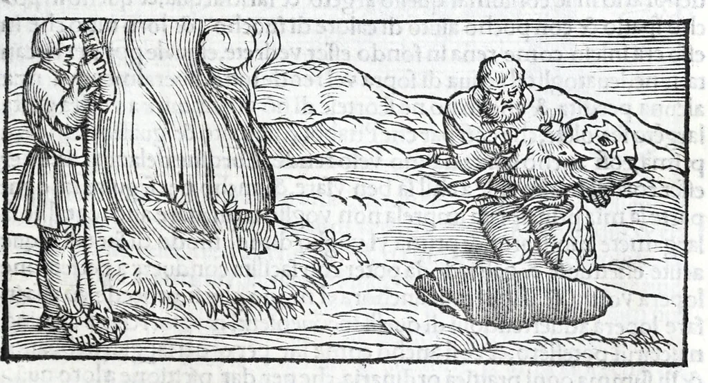 An illustration from De la pirotechnia libri X. : dove ampiamente si tratta non solo di ogni sorte & diuersita di miniere, ma anchora quanto si ricerca intorno à la prattica di quelle cose, di quel che si appartiene à l'arte de la fusione, ouer gitto de metalli, come d'ogni altra cosa simile à questa, 1540, leaf 151